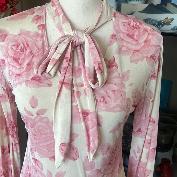 Banana Republic Pink Rose Blouse with front Tie - Picture 2 of 14